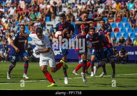 Valence, Espagne. 29Th Sep 2018. pendant le match de football entre Levante UD et FC Séville le 23 septembre 2018 à Ciutat de Valencia à Valence, en Espagne. Appuyez sur Cordon Cordon Crédit : Presse/Alamy Live News Banque D'Images
