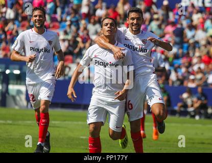Valence, Espagne. 29Th Sep 2018. pendant le match de football entre Levante UD et FC Séville le 23 septembre 2018 à Ciutat de Valencia à Valence, en Espagne. Appuyez sur Cordon Cordon Crédit : Presse/Alamy Live News Banque D'Images