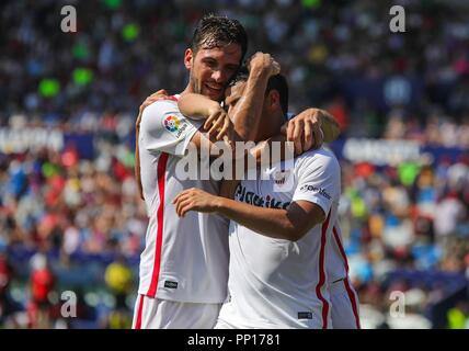 Valence, Espagne. 29Th Sep 2018. pendant le match de football entre Levante UD et FC Séville le 23 septembre 2018 à Ciutat de Valencia à Valence, en Espagne. Appuyez sur Cordon Cordon Crédit : Presse/Alamy Live News Banque D'Images