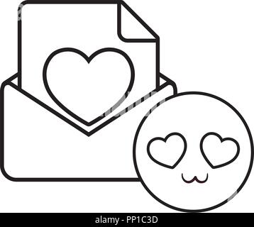 Lettre d'amour et dans l'amour sur fond blanc emoji, vector illustration Illustration de Vecteur