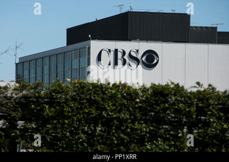 Un logo affiche à l'extérieur de CBS Television City à Los Angeles, Californie le 15 septembre 2018. Banque D'Images