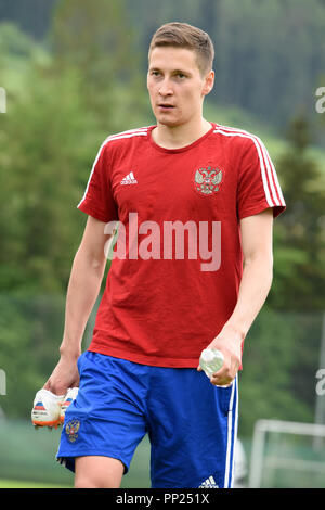 Neustift, Tyrol, Autriche - le 22 mai 2018. Joueur de football russe Daler Kuzyaev au cours de camp d'entraînement à Neustift im Stubaital, Autriche. Banque D'Images