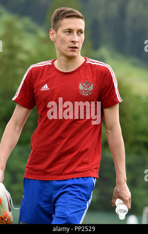 Neustift, Tyrol, Autriche - le 22 mai 2018. Joueur de football russe Daler Kuzyaev au cours de camp d'entraînement à Neustift im Stubaital, Autriche. Banque D'Images