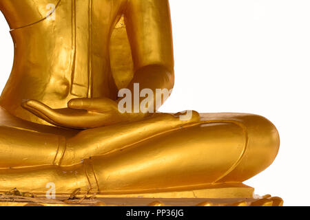 Statue de Bouddha contre fond blanc, statue de Bouddha contre chemin blanc Banque D'Images