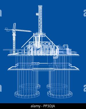 La plate-forme de forage offshore concept Illustration de Vecteur