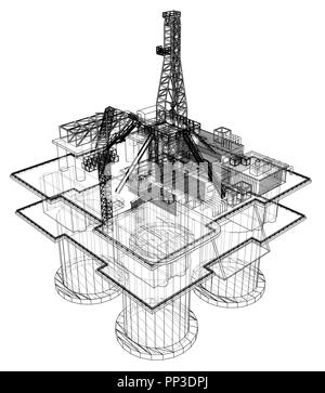 La plate-forme de forage offshore concept Illustration de Vecteur