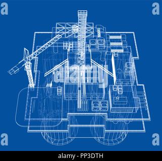 La plate-forme de forage offshore concept Illustration de Vecteur