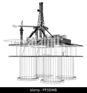 La plate-forme de forage offshore concept Illustration de Vecteur