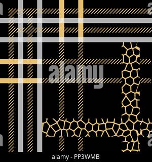 Scottish Tartan grunge modèle transparent avec Leopard spots eps10 Illustration de Vecteur