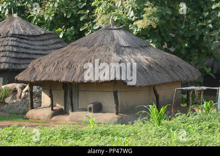 Un homestead à Adjumani, dans la région du Nil occidental de l'Ouganda. Banque D'Images