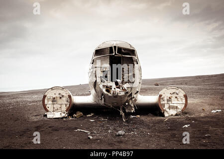 Avion écrasé en Islande Banque D'Images