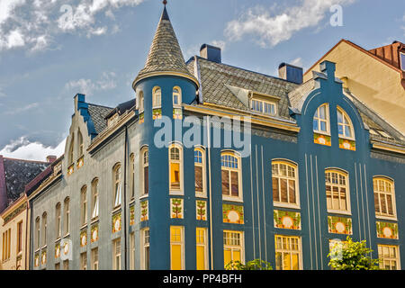 Une façade de l'immeuble Art Nouveau Alesund en Norvège Banque D'Images