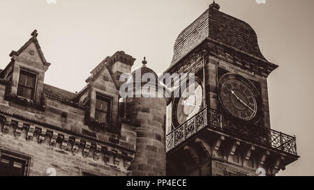 Tour de l'horloge noir et blanc l'Ecosse Banque D'Images