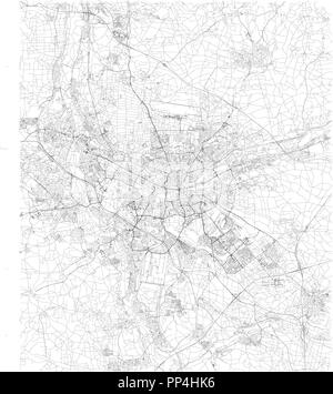 Carte de Nuremberg, la vue satellite, carte en noir et blanc. Annuaire de la rue et plan de la ville. Allemagne Illustration de Vecteur
