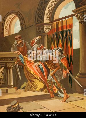 Saint Hermenegild (564-586). Prince wisigoth. Mort de Saint Hermenegild. Gravure couleur de gloires de l'Espagne. Banque D'Images