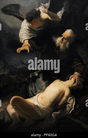 Rembrandt Harmenszoon van Rijn (1606-1669) peintre et graveur.Le sacrifice d'Isaac, 1636. L'Alte Pinakothek. Munich. L'Allemagne. Banque D'Images
