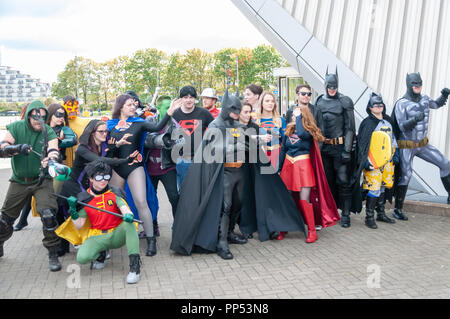 Glasgow, Ecosse, Royaume-Uni. 23 Septembre, 2018. Les cosplayeurs en arrivant sur la deuxième journée de la MCM Ecosse Comic Con tenu au SEC Centre. Credit : Skully/Alamy Live News Banque D'Images