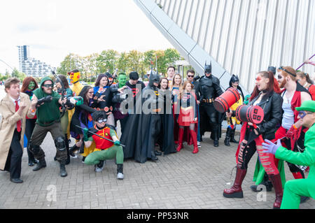 Glasgow, Ecosse, Royaume-Uni. 23 Septembre, 2018. Les cosplayeurs en arrivant sur la deuxième journée de la MCM Ecosse Comic Con tenu au SEC Centre. Credit : Skully/Alamy Live News Banque D'Images