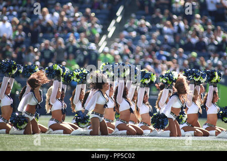 Seattle, WA, USA. 29Th Sep 2018. L'SeaGals effectuer avant un match entre les Dallas Cowboys et les Seattle Seahawks au champ CenturyLink à Seattle, WA. Sean Brown/CSM/Alamy Live News Banque D'Images