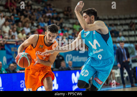 Torrejón de Ardoz, Espagne. 22 Sep, 2018. Anes Zekovic lors de Norrköping dauphins victoire sur Movistar Estudiantes (69 - 71) dans la Ligue des Champions de basket-ball de la FIBA, tour de qualification 1 jeu 2 célébrée dans Pabellón Jorge Garbajosa à Torrejón de Ardóz, Madrid (Espagne). Le 22 septembre 2018. Credit : Juan Carlos García Mate/Pacific Press/Alamy Live News Banque D'Images