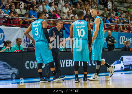 Torrejón de Ardoz, Espagne. 22 Sep, 2018. Movistar Estudiantes lors de Norrköping dauphins victoire sur Movistar Estudiantes (69 - 71) dans la Ligue des Champions de basket-ball de la FIBA, tour de qualification 1 jeu 2 célébrée dans Pabellón Jorge Garbajosa à Torrejón de Ardóz, Madrid (Espagne). Le 22 septembre 2018. Credit : Juan Carlos García Mate/Pacific Press/Alamy Live News Banque D'Images