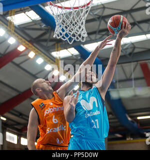 Torrejón de Ardoz, Espagne. 22 Sep, 2018. Nikola Jankovic au cours de Norrköping dauphins victoire sur Movistar Estudiantes (69 - 71) dans la Ligue des Champions de basket-ball de la FIBA, tour de qualification 1 jeu 2 célébrée dans Pabellón Jorge Garbajosa à Torrejón de Ardóz, Madrid (Espagne). Le 22 septembre 2018. Credit : Juan Carlos García Mate/Pacific Press/Alamy Live News Banque D'Images