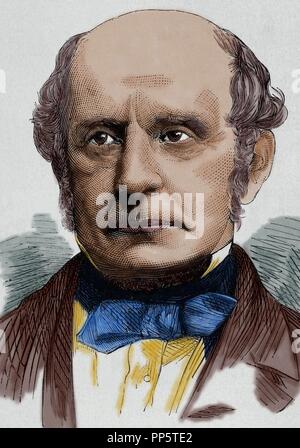 Sir Alexander Cockburn (1802-1880). Homme politique écossais et juge. Gravure de Paris. L'illustration espagnole et américaine, 1872. De couleur. Banque D'Images