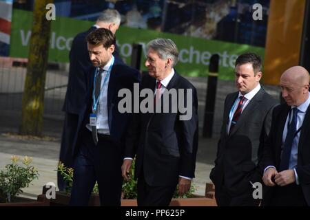 2 et 3 octobre 2017 - Chancelier de l'Échiquier Philip Hammond allocution à la Conférence 2017 du Parti conservateur à Manchester, au Royaume-Uni. Banque D'Images