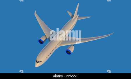 Vol d'un avion en route vers le ciel. 3D render Banque D'Images