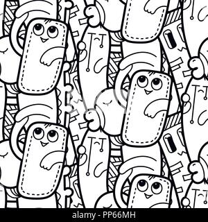 Funny doodle monsters motif transparente pour les estampes, dessins et livres de coloriage Illustration de Vecteur