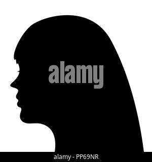 Silhouette d'une tête de femme sur fond blanc Illustration de Vecteur