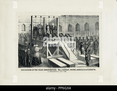 Exécution de quatre complices de l'assassinat d'Abraham Lincoln Banque D'Images