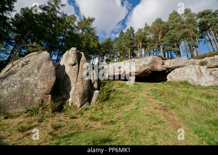 St Cuthbert's Cave, près de Lowick, Northumberland Banque D'Images