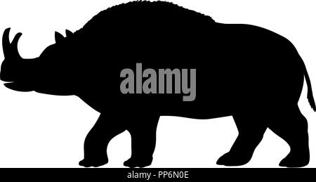 Brontotherium rhinoceros animal mammifère disparu silhouette Illustration de Vecteur