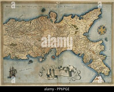 Carte du Royaume de Naples. Theatrum Orbis Terrarum par Abraham Ortelius (1527-1598). Première édition. Anvers, 1574. Bibliothèque de Catalogne. Barcelone. L'Espagne. Banque D'Images