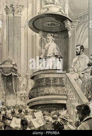 Charles Lavigerie (1825-1892). Missionnaire français et le cardinal. Gravure de H. Thiriat. Lutte contre l'esclavage. Congrès antiesclavagiste. La Ilustracion Espanola y Americana, 1890. Banque D'Images