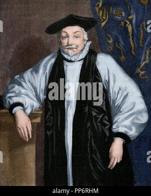 William Laud (1573-1645). L'archevêque de Canterbury. La gravure à l'histoire universelle, 1883. De couleur. Banque D'Images