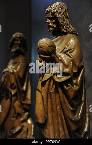 ARTE. PAISES BAJOS. S. XVI. Tallas de madera. Cristo con los buenos Mateo, Jude y Santiago el Mayor. Atelier Maestro de Elsloo. 1520. Detalle de una de ellas. Museum Catharijneconvent. Utrecht. Holanda. Banque D'Images