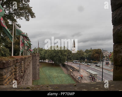 Cardiff, Royaume-Uni - 16 septembre 2018 : voir les rues de la ville de Cardiff Banque D'Images