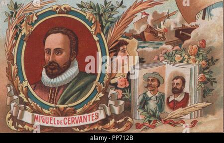 Miguel de Cervantes Saavedra (1547-1616). Soldado, novelista dramaturgo, poeta y español. Banque D'Images