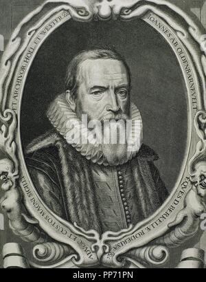 Johan van Oldenbarnevelt (1547Ð1619), seigneur de Berkel en Rodenrijs (1600), (1611) et Gunterstein Bakkum (1613). Homme d'État néerlandais qui a joué un rôle important dans la lutte pour l'indépendance de l'Espagne. Portrait. La gravure. Banque D'Images