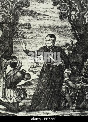 Le Père Antonio Vieira (1608-1697). Philosophe et écrivain jésuite portugais. La gravure. Vieira prêchant au Brésil. Banque D'Images