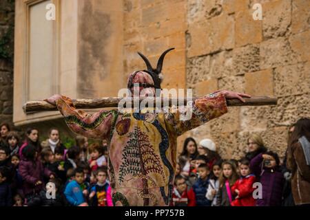 Demonio,baile de los cossiers, baile, majorquin populaires Algaida, Mallorca, Islas Baleares, Espagne. Banque D'Images