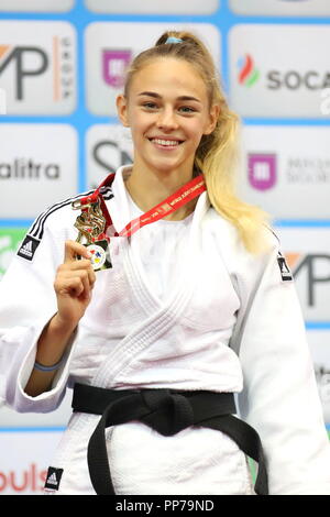 Baku, Azerbaïdjan. Sep 20, 2018. Daria Bilodid (UKR), 20 septembre 2018 - Judo : le championnat du monde de judo 2018 Bakou -48 kg femmes Cérémonie de remise des prix à la salle de gymnastique de Bakou, Azerbaïdjan. Credit : Sho Tamura/AFLO SPORT/Alamy Live News Banque D'Images