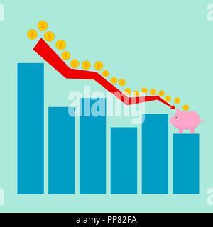 Les faibles économies d'argent graphique à tirelire , icône vecteur Illustration de Vecteur