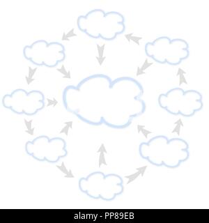 Vector illustration de nuages de transmettre des données à l'autre. Illustration de Vecteur