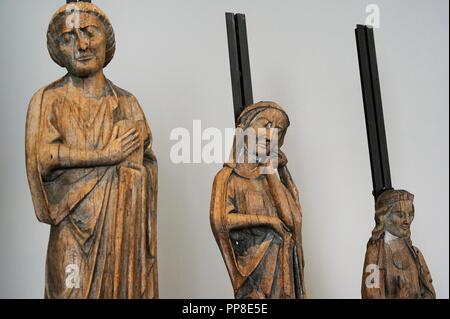 Calvaire groupe. Église Balke, Ostre Toten, Oppland. 2e moitié du 13e siècle. Musée historique. Oslo. La Norvège. Détail. Banque D'Images