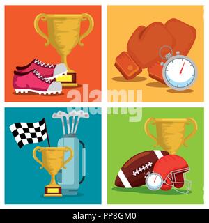 Sports Champions league set icons Illustration de Vecteur