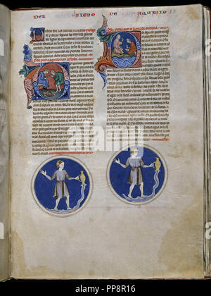 AQUARIUS - PRÉVUES DU JOURNAL DE MARIE - 1253 - HI MANUSCRIT 15. Auteur : Alphonse X de Castille. Emplacement : MONASTERIO-BIBLIOTECA-COLECCION. SAN LORENZO DEL ESCORIAL. MADRID. L'ESPAGNE. Banque D'Images