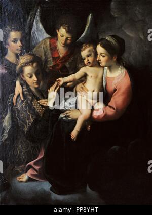 Annibale Carracci (1560-1609). Peintre italien. Le Mariage mystique de Sainte Catherine, ca.1585, collection Farnèse. Musée national de Capodimonte. Naples. L'Italie. Banque D'Images